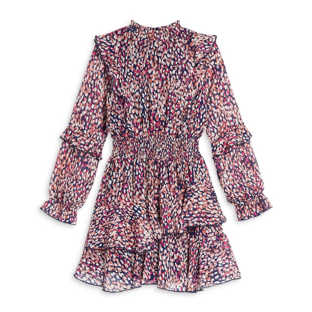 Aqua Girls Navy long sleeve ruffle dress size small